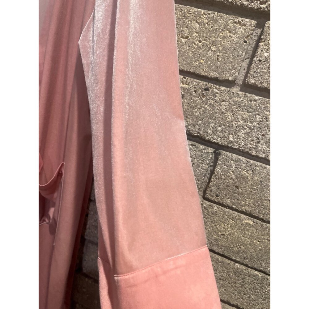 Nordstrom Womens Long Pink Velvet Open-Front Duster Cardigan With Pockets & Belt - Picture 4 of 8